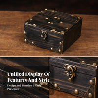 Square Wooden Storage Home Chest Decor Compact Size Hinged Lid for Tabletop