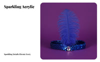 Rhinestone Accent Ostrich Feather Hairband Stretchy Feather Headband Elastic Band for Adults, Women, Dance Performance, Parties, Festivals