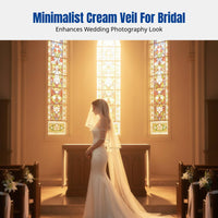 Bridal Veil, Double Tier Edged Design, Cream Wedding Headpiece with Comb, Elegant Photography