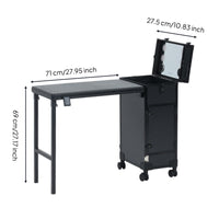 Fold-out Makeup Case with Table Portable Rolling Vanity Station Built-in Makeup Train Case with Drawers Professional for Studios