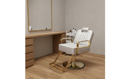 Adjustable Height Hydraulic Reclining Barber Chair PU Leather Upholstery All Purpose Salon Chair High-Density Foam Cushion Commercial Furniture for Hairstylists, Barbers Parlor, Spa