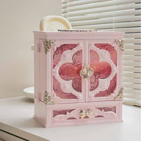 Makeup Organizer Mirror Large Capacity Makeup Storage Cabinet Vintage Cosmetic Box for Women, Girls, Dressing Room, Bedroom