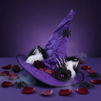 Feline Ear Witch Hat Flower Accent Costume Accessory Soft for Dress-Up