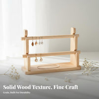 Minimalist Design Wooden Jewelry Display Rack Tiered Design Solid Wood Jewelry Bar Tree Space-Saving for Dressing Table, Boutique