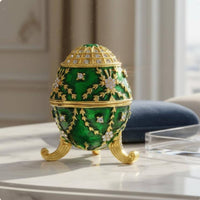 Enameled Egg Jewelry Box Collectible Jeweled Egg Trinket Box for Display Cabinet