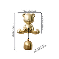 Bear Entry Chime Hanger Black Cord Brass Bear Ornament Decorative