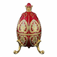 Jewelry Container Decorative Egg Box Trinket Holder Metal Structure Enamel Finish Rhinestone Accent Suitable for Gift Giving Dressing Table Placement