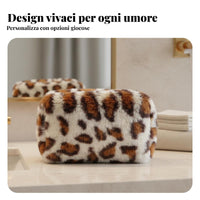 Leopard Print Makeup Bag Portable Soft Leopard Print Pouch Large Capacity