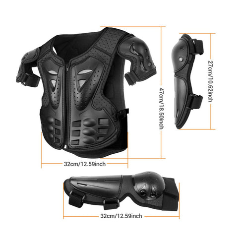 5 Pieces Kids Motorcycle Protective Gear Suit Shock Absorbing for Skiing