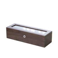 Wooden Watch Box Woodgrain Finish Storage Dark Brown
