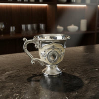 European Style Spirit Cup Elegant Design Vintage Metal Embossed Details Ornate Toasting Goblet for Wedding, Party, Bar
