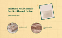Makeup Bag, Mini Doublefastener Travel Organizer, Mesh Cosmetic Storage Pouch for Women, Small Multipurpose Case