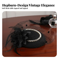 Mesh Ed Fascinator Hat Elegant Design Vintage Pillbox Hat Feather Bead Headpiece Net Mesh Feather Fascinator Hair Fastener