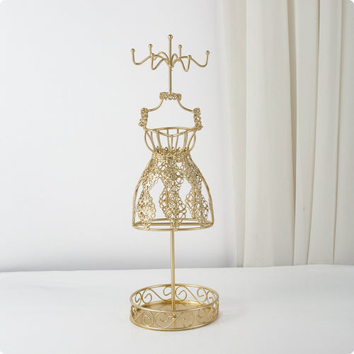 Dress-Shaped Jewelry Holder Multi-Functional Metal Earring Stand Compact