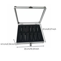 12 Compartment Watch Box Reinforced Corners Aluminum Watch Case Individual Item Storage Debris-Resistant Scuff Protection