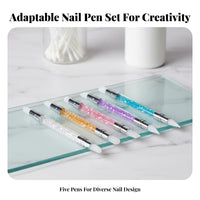 5 Pieces Double-Ended Manicure-Nail Design Tool Set Multi-Functional Manicure Accessory Easy to Clean Ergonomic Grip for Artists