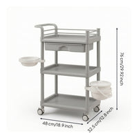 3-Tier Utility Cart Compact Three Tier Rolling Cart Smooth for Beauticians