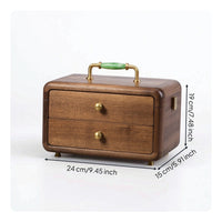 Jewelry Box with Drawers Walnut Wooden Jewelry Box Compact for Vanity