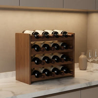 Freestanding Wine Organizer Easy Assembly Countertop Bottle Display Solid Wood