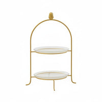 Gilded Feathered Cake Stand Decorative Display Multi Tier Dessert Stand Metal Frame Home Decor for Vanity