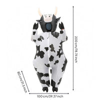 Inflatable Cow Costume Black-and-White Inflate Cow Costume Zipper Closure