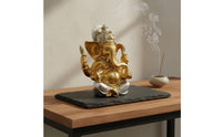 Resin Ganesha Sculpture Lotus Throne Elephant Deity Statue Figurine Handmade