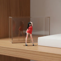 1/64 Scale Female Figure Collectible Red Dress Woman Figurine Hand Painted