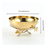 Bowl with Butterfly Base Sculptural Gold Metal Bowl Decorative Pedestal Tray with Gold Base