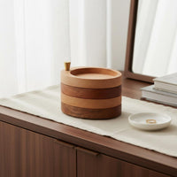 Oval Wood Jewelry Box Polished Finish Tabletop Decor Compact