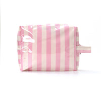 Zippered Striped Toiletry Pouch Soft Structured Travel Accessory