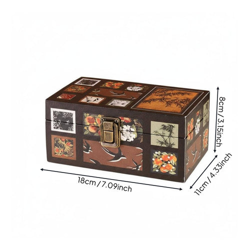 Vintage Design Storage Chest Dustproof Patterned Trinket Box for Desktop, Women