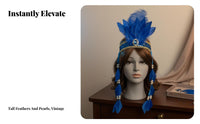 Indian Design Headdress Crystal Accent Glitter Feather Headband Carnival Feather Headpiece Feathered Design for Themed Parties