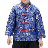 Boys Traditional Chinese Costume, Tang Suit, Long Sleeve, Autumn, Classic Ancient Performance Design