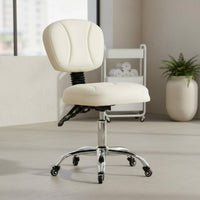 Salon Chair Padded Upholstered Stylist Chair Swivel Saddle Stool for Makeup Room