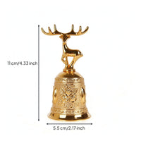 Deer-Shaped Hand Bell Ornate Bell with Deer Topper Polished for Dining Table