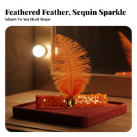 Glitter Feather Headpiece Crystal Accent Feather Headband 1920s Jazz-Age Headband Elastic Fit Headdress Vintage Design for Women