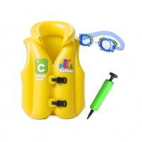 Inflatable Swim Vest High Collar Water Safety Gear Front Buckle Closure for Pool