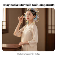 Traditional Chinese Hair Jewelry Set Ancient Design Mermaid Fin Headdress Set Elven Tiara and Ears Celestial Design Fairy
