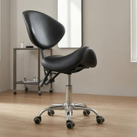 Height-Adjustable Saddle Chair Contoured Rolling Saddle Chair Padded Seat Seating Furniture