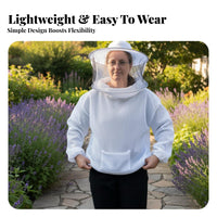 Half Torso Bee Suit Breathable Puncture-Resistant Resistant Bee Jacket Beekeeping Jacket Elastic Wristbands and Waist Ventilated