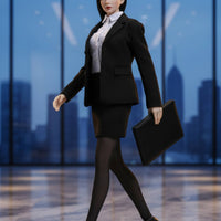 1/6 Scale Doll Solid Dark Office Attire Outfit White Shirt Toy Clothes