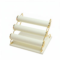 Three-Tier Jewelry Display Stand Golden Velvet Jewelry Organizer Space Saving