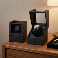Automatic Watch Winder Red Stitching Single Watch Winder Transparent Window