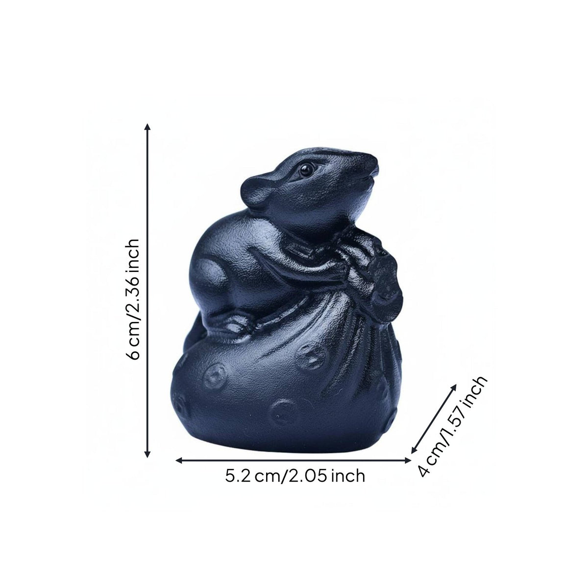 Rats Wealth Sack Figurine Hand Carved Chinese Astrological Figurine Frosted Finish Small Animal Sculpture for Office