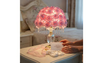 Floral Table Lamp Elegant Floral Lamp Gold Tone Lighting for Women, Bedside, Vanity