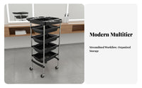 Expandable Top Tray 5-Drawer Salon Trolley 360-Degree Swivel Wheels Rolling Organizer Easy Mobility Professional Equipment Sturdy Construction for Hair Stylists, Beauticians Artists, Beauty Parlor, Spa, Barbershop