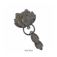 Sew-on Coat Buckle Sparkling Crystals Gold Tone Decorative Garment Fastener