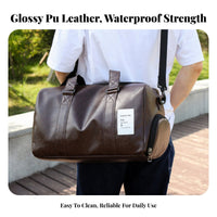PU Leather Travel Bag Gender-Neutral Design PU Leather Duffel Bag Waterproof Gym Duffel Comfortable Handles Lightweight for Men