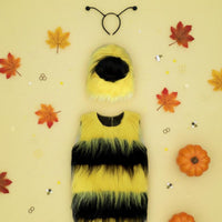 Kids Bee Costume Hooded Design Fuzzy Bee Vest Furry Texture for School Plays