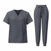 Nurse Attire Set Multi-Pocket V-Neck Scrub Set Soft and Comfortable